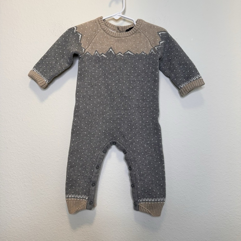 JANIE & JACK Cable Knit One Piece Jumpsuit Size 6-12 Months Holiday‎ Neutral